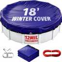 18 FT Round Winter Pool Cover,12Mil Heavy Duty Thicker,Winch Closing Kit
