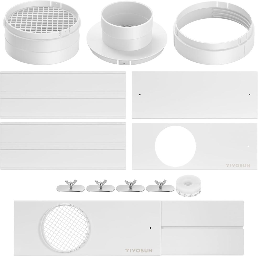 VIVOSUN Window Vent Kit, Portable AC Window Seal Kit, Fit with 4/6 Ducting & 5.9 Hose for Sliding Window, Adjustable AC Vent Kit for Duct Fans, Air Conditioner, Dryer