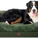 EHEYCIGA Orthopedic XXL Dog Bed for Large Sized Dog, 52x41x8 Inch Extra Large Memory Foam Dog Couch Bed with Sides, Waterproof Liner & Washable Removable Cover, Bolster Pet Sofa, Dark Green
