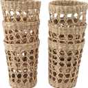 BEIJIALY 6 PCS Wicker Woven Cup Holder, Rattan Decor Coffee Cup Sleeve, Anti Scald Hollow Straw Woven Glass Cup Sleeve for Glass Bottles Plastic Cups Mugs