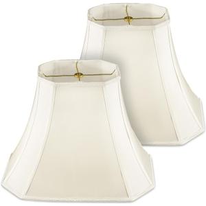 Glooglitter Set of 2 Bell Lamp Shade 6.25" x 8" Top 11" x 16" Bottom 12" High (Spider) Rectangle Cut Square Replacement Vintage Silk Lampshade for Table Floor Living Room Bedroom 6.25" x 8" Top 11" x 16" Bottom 12" High, White, 2