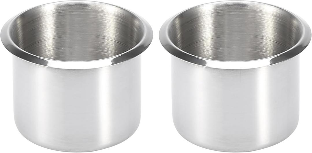 X AUTOHAUX 2pcs Stainless Steel Universal Cup Drink Holder Replacement Silver Tone for Marine Boats RVs