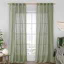 LAMIT Sage Green Linen Curtains for Living Room 84 inch Length 2 Panels, Light Filtering Semi Sheer Panels Back Tab and Rod Pocket Boho Neutral Drapes for Bedroom/Farmhouse, 38 x 84 Inch (38"W x 84"L (Pack of 2))