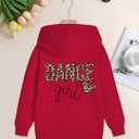 RoseSeek Girl's Letter Cheetah Hoodies Long Sleeve Hooded Sweatshirts Pullover Tops Cute Clothes (Red)