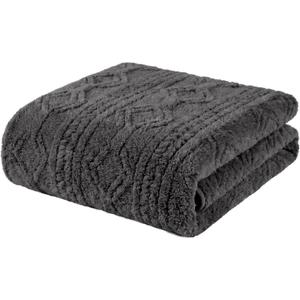 SUPERIOR Fleece Boho Jacquard Blanket, Decorative Blankets for Bedroom, Sofa, Fuzzy, Plush, Fluffy, Soft, Cute Room Decor, Beautiful Cover, Comfort Essentials, Arctic Collection, Throw, Charcoal, Size: Throw 60"L x 50"W