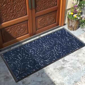 Yimobra Sturdy Door Mat, Heavy Duty Front Welcome Mats for Home Entrance Outdoor Indoor, Doormat for Outside Back Patio Floor Entry Porch Garage Office, Weather Resistant Easy Clean, 47 x 24, Blue