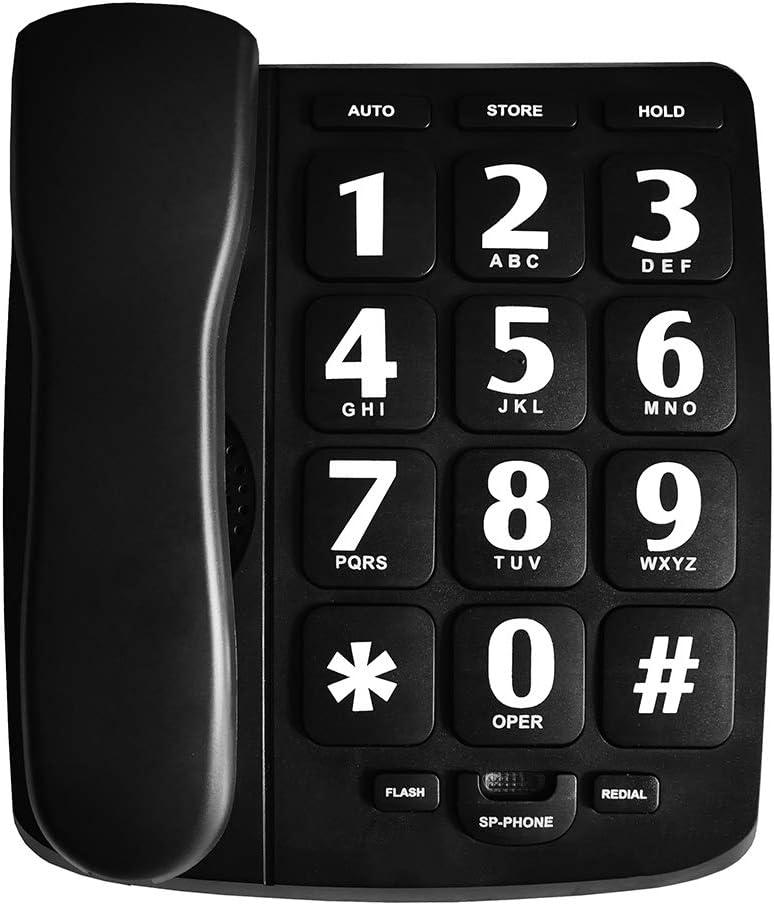 Big Button Phone for Elderly, HePesTer P-02 Amplified Corded Phone for Hearing Impaired Aid with Extra Loud Ringer Landline Telephone for Seniors Home House Phone Wall Mountable