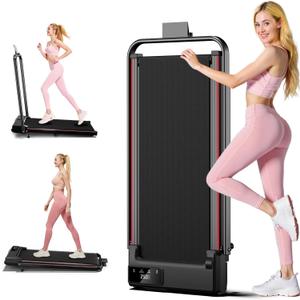 Walking Pad Treadmill With Incline, Under Desk for Home Office, Portable 2.5HP, 300 lbs Capacity, APP/Remote Control, LED Displays, Manual Incline(M)