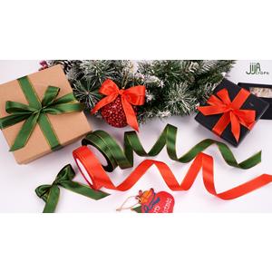 Gift Wrapping Satin Ribbon for Flower Bouquet Arts Crafts Sewing 25 Yard Each Roll Ribbon for Merry Christmas Decoration (Christmas Red Green-1, 3/8 inch Width) Pack of 4