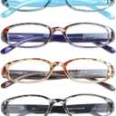 VisionGlobal 1 Pairs/4 Pairs Reading Glasses with Spring Hinge, Blue Light Blocking Glasses for Women/Men