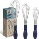 Chef Pomodoro 3-Piece Kitchen Whisk Set, Stainless Steel Whisks for Cooking, Wisk Kitchen Tool, Thick Wire Whisk Set, Wisking Tool for Cooking, Blending, Whisking, Beating and Stirring