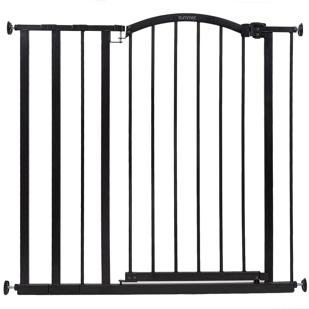 Summer Infant Extra Tall Decor Pet and Baby Gate, 28.75" - 39.75" Wide, 36" Tall, Pressure or Hardware Mount, Install In-between Rooms, Doorways & Stairways, Walk-Through Safety Gate, Black