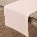Solino Home Linen Pink Table Runner 72 Inches Long - 100% Pure Linen Hemstitch Table Runner 14 x 72 Inch for Dresser, Dining, Mothers Day, Spring, Summer - Classic Hemstitch