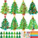 48 Set 3D Christmas Tree Crafts for Kids Make Your Own Christmas Tree 3D Crafts with Elk Gingerbread Man Candy Stickers DIY Xmas Tabletop Decor for Winter Holiday Party Favor Home Classroom Activities