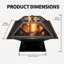 Square Fire Pit, 19×19×15 Inch Stainless Steel Smokeless firepit Outdoor | Wood/Charcoal/Pellet Fuel, Medium Sized Outdoor Wood Burning fire pits, for 2-4 People