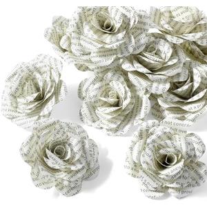 Vivasself Handmade Rose Paper Flowers, Made from English Book Pages Literary Gifts for Book Lovers' Anniversaries, Birthdays, Weddings, and Various Party Gifts, PCS 12