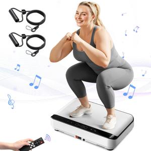 Vibration Plate Exercise Machine | with Bluetooth for Lymphatic Drainage | 400lbs Capacity with 9 Preset Modes & 99 Speed | Home Gym Equipment for Whole Body Vibrating Workout | Weight Loss & Toning (White)