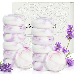 14 Pack Travel Size Lavender Soap, Individually Wrapped Handmade 4-In-1 Mini Hotel Soap Bars with Shea Butter, Olive Oil, Creamy Lather, Eco-Friendly, 0.7 oz (Purple)