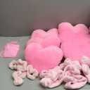36 Pcs Sleepover Party Supplies 6 Throw Blanket 6 Spa Headband 6 Heart Pillows 6 Scrunchies 6 Sleep Eye Mask 6 Organza Bag for Spa Slumber Party Favors Supplies (Pink)