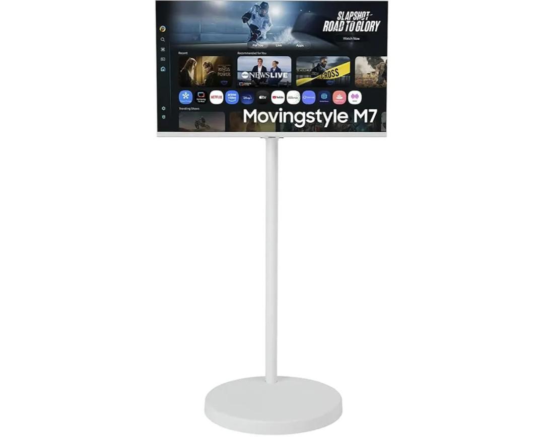 Samsung Movingstyle M7 32" 4K UHD Smart Monitor with Rolling Stand, White, 60Hz 4ms