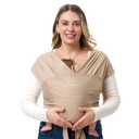 Momcozy Baby Wrap Carrier - Easy to Wear Infant Carrier Slings, Lightweight Hands Free Baby Sling, Adjustable Baby Wraps Carrier for Newborn to Toddler 8-35 lbs, Baby Travel Gear, Light Curry