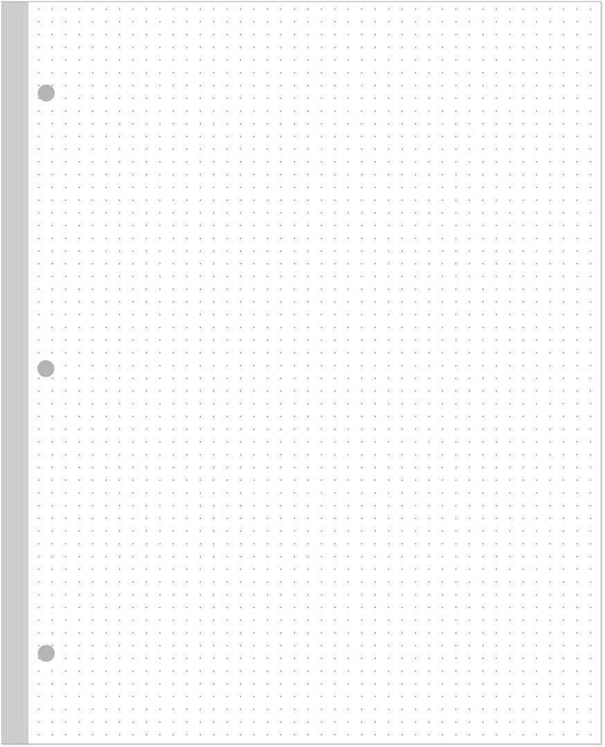 3-Hole Dotted Paper Refills, Letter Size 100Sheets / 200Pages Loose-Leaf Paper, 100gsm, White, 8.5'' x 11''