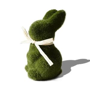 Wshxjzyay Moss Bunny, Easter Flocked Bunny Picks, Green Rabbit, Moss Bunny Decoration for Home Office Table Decor, Party Supplies Gifts for Kids and Friends