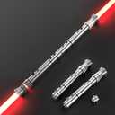 DAMIENSABER Upgrade RGB3.0 Smooth Swing Light Saber Double Blades,Motion Control Dueling Light Saber 16 Sound Fonts Light Sabers with Infinite Color and 16 Solid Color, Metal Hilt for Adult