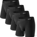 Separatec Men's Underwear with Separate Pouch, Micro Modal Boxer Briefs Seamless Waistband Underwear for Men 4 Pack, M