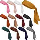 12 Pack Tie Headbands Bulk for Men Women Sports Athletic Tennis Head Band Ninja Karate Headbands Adjustable Elastic Bandana Sweatbands Hair Wrap Bands for Basketball Running Workout