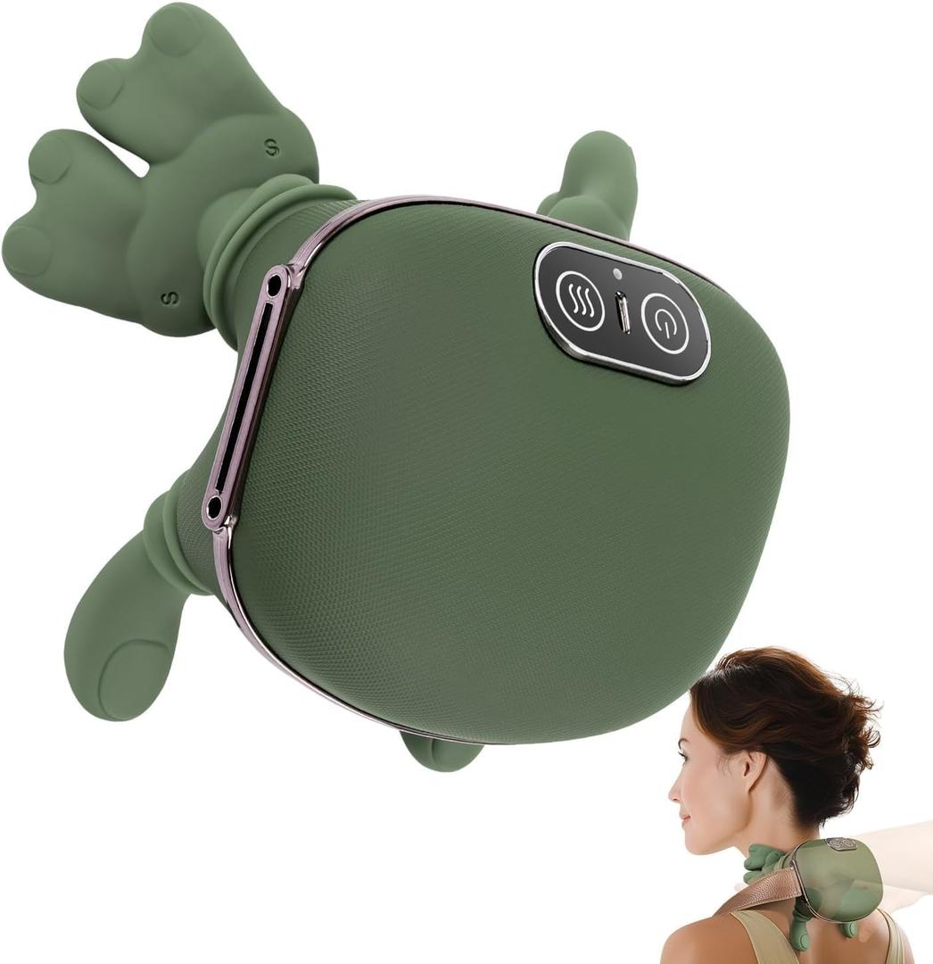 TREEFIA Shoulder and Neck Massager with Heat Heated Massager, Neck Massager with Fingers, Shoulder Massager with Hands, Simulates a Real Palm Massage for Comfort, Relax Muscle Tension (Green)