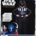 STAR WARS Darth Vader Official Youth Costume - Printed Jumpsuit with Cape and Plastic Mask, Small (Black, S)