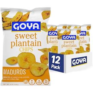 Goya Foods Sweet Plantain Chips, 4 Ounce (Pack of 12) Best Before 10/12/25