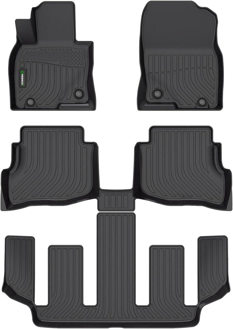 ANBINGO Floor Mats Custom for Mazda CX9 (6 Passenger, Bucket Seat 2nd Row Has Cup Holders) 2020-2023 Waterproof All Weather Car Mats Guard Liners Front & Rear & 3rd Row CX-9 Full Set -Black
