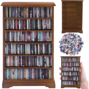 DIYDEC Mini Bookshelf with 180pcs Mini Books Miniature Anxiety Bookshelf Ornament Tiny Small Library Decor Shake Away Your Anxiety for Book Lovers Gift Home Room Office