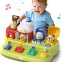 Interactive Pop Farm Animal Up Toys With Music Sounds,Cause and Effect Pop Up Toy for 1 year old,Learning Educational Montessori Toy for Toddlers 1-3, 1 Year Old Toys for Boys Girls Birthday Gift