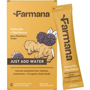 Immune Support Drink Mix - Immune Support with Mushrooms and Botanicals - Antioxidant-Rich Vitamin D & C Blend - Daily Immune Booster with Organic Ingredients - Spicy BlackBerry Ginger, Best By: 04/2026