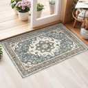 Washable Oriental Area Rug - 2x3 Rugs for Living Room Soft Carpet for Bedroom Waterproof Floral Distressed Indoor Stain Resistant Non-Shedding Floor Carpets (Blue, 2x3)