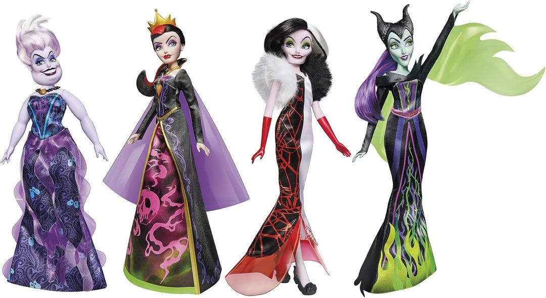 Disney Princess Villains Black and Brights Collection, Fashion Doll 4 Pack, Disney Villains Toy for Kids 5 Years Old and Up