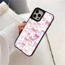 Case for iPhone 16 Pro, Trendy Aesthetic Pink Ribbon Bow Pattern Print, Glossy Hard PC Back Soft TPU Bumper, Slim Shockproof Anti-Scratch Cover for Teen Girls Women