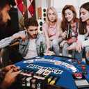 70" x 35" Blackjack Table Mat, Non-Slip Rubber Backing Waterproof Tear Resistant Blackjack Mat, Casino Style Tabletop Layout for Home Game Nights Parties Card Tables, Fits 6-8 Players