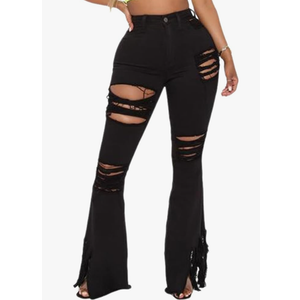 Skinny Ripped Bell Bottom Jeans for Women Classic High Waisted Flared Jean Pants XL