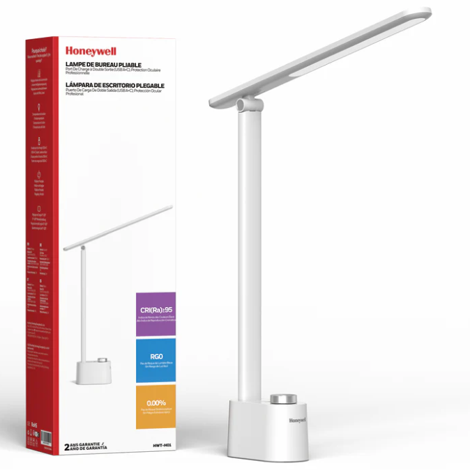 Honeywell H01 Foldable Desk Lamp, White 