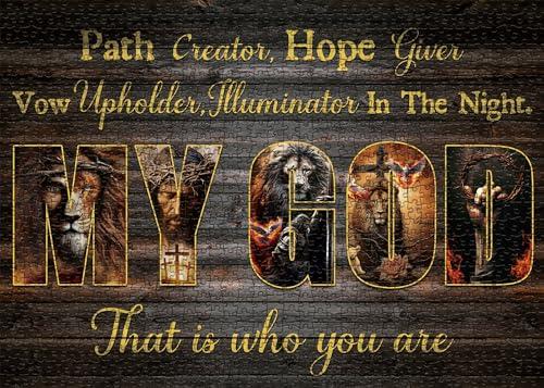 Jesus and Lion Bible Puzzles 1000 Pieces for Adults, My God Jigsaw Puzzles Easter, Religous Puzzle Christian Puzzles for Home Decor