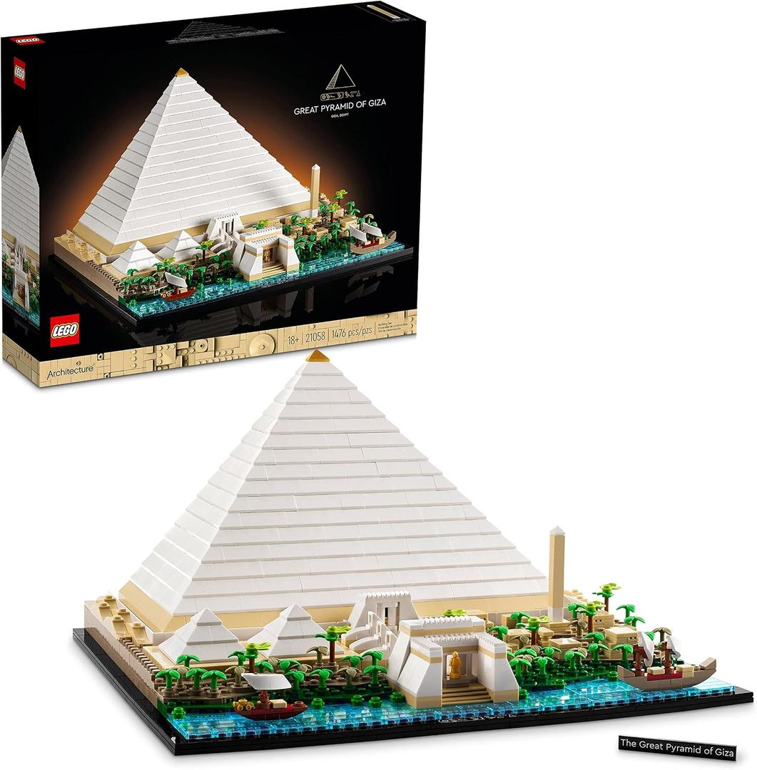 LEGO Architecture Great Pyramid of Giza Set 21058, Home Dcor Model Building Kit, Creative DIY Activity, Famous Landmarks Collection