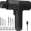 HOTO Cordless Brushless Drill 12V, LED Display Screen, 30 Precision Gears, 2 Working Modes, 2000mAh Battery, 266 In-lbs (30Nm) Torque, 3/8 Inch Keyless Chuck, 1400RPM, 10 x Bits, 8 x Drill Bits