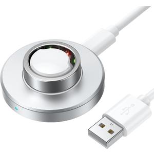 Compatible with Ring Gen 3 Charger (Size 7), Fast and Safe Charging Dock with USB-C Cable, Silicone Anti-Slip Base Design, Essential for Ring Gen 3 Users (Silver)