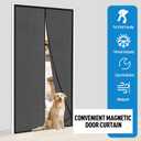 Magnetic Thermal Insulated Door Curtain Fits Door Size 38" x 83", Curtain Size 40" x 84", Thicker Layered Fabric Insulated Door Cover, Keep Warm Winter & Cool Summer, Dark Grey Fabric