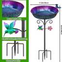 Metal Bird Bath for Outside, Freestanding Garden Bird Baths Bowl, Vintage Birdbath for Outdoors Yard Garden Lawn Decor Decor (Gradient Purple)