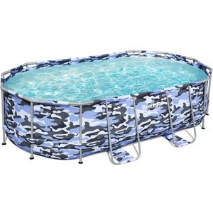 Bestway: Steel Pro Max - Oval Swimming Pool Set - 14' x 8'2" x 39.5, Blue Camo - Above Ground, Tritech Construction, Filter Pump, Ladder, 1,915 Gal.